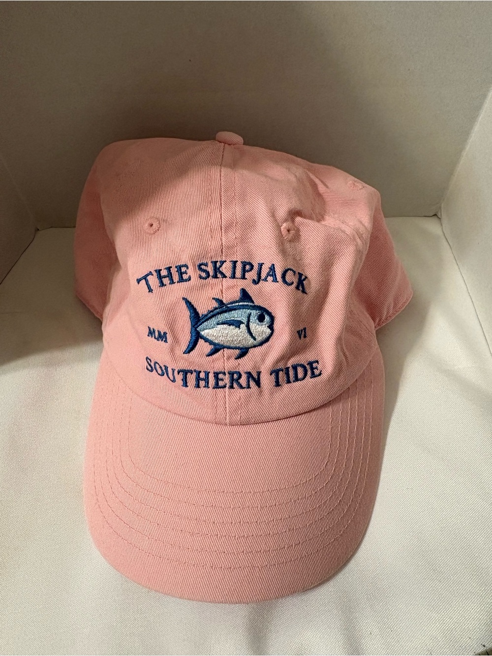 Southern Tide hat Pink Skipjack Embroidered Baseball Cap pink blue women medium
